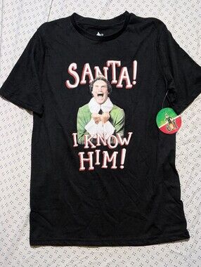 NEW Elf Movie Santa! I Know Him! Graphic Tee Youth large (14) *D3